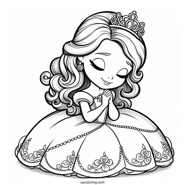 Sofia The First Coloring Page Curtsying For Kids