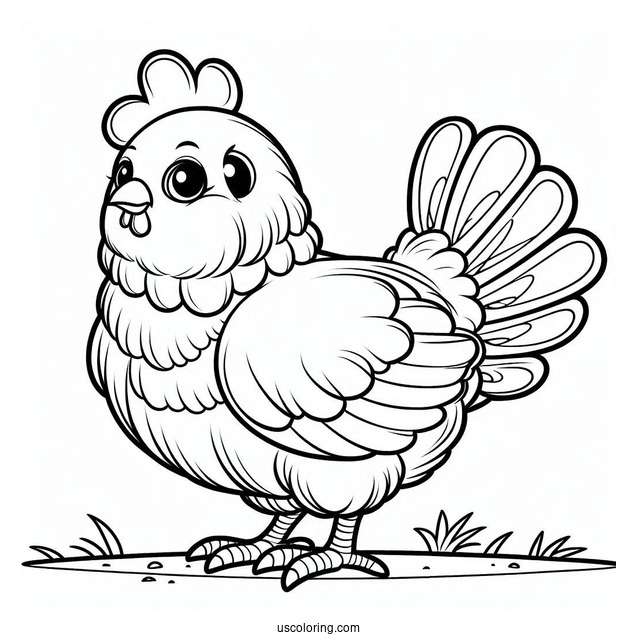 Easy Outline Of a Barn Yard Chicken To Color