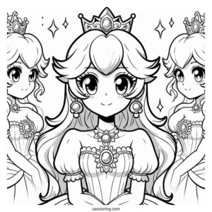 Princess Coloring Page Of Anime Princess Peach