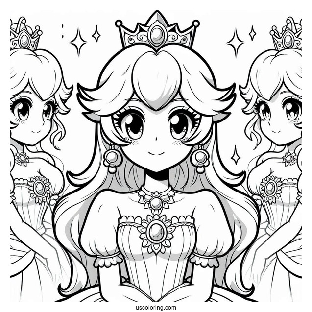Princess Coloring Page Of Anime Princess Peach