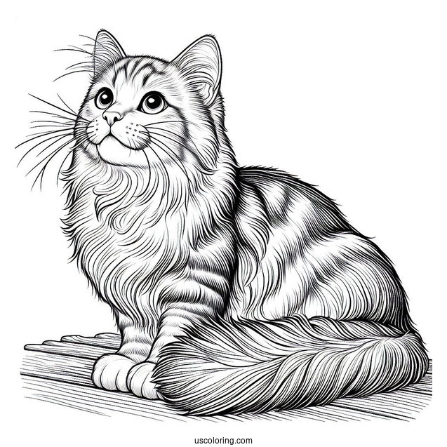 Adult Cat Looking Up Coloring In