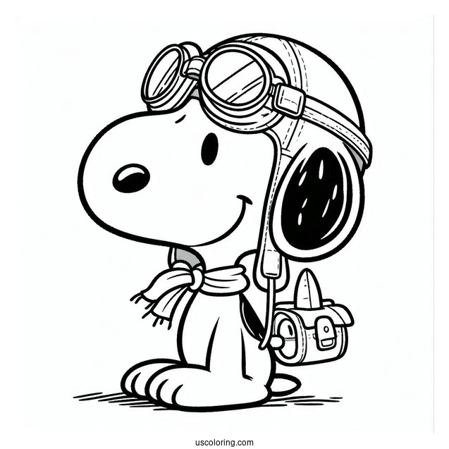 Snoopy Wearing Pilot Googles To Color