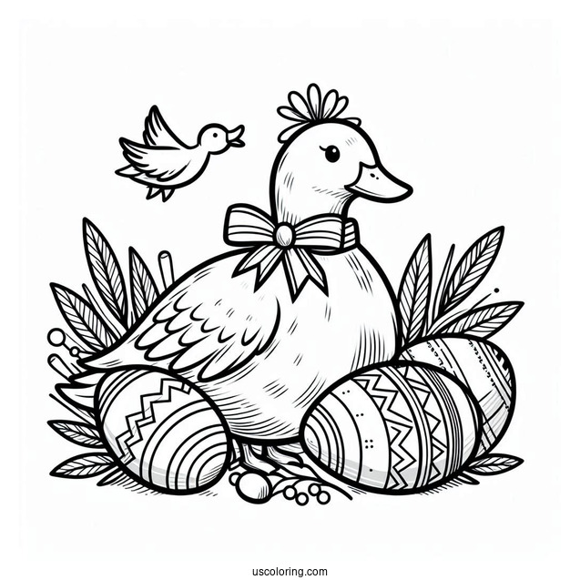 Easter Themed Ducks To Color For Kids