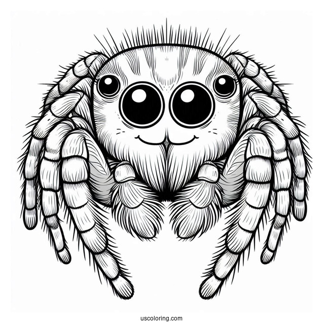 Cute Jumping Spider Coloring Page For Kids