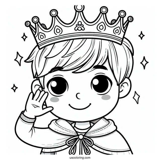 Boy Wearing Crown Coloring In For Preschoolers