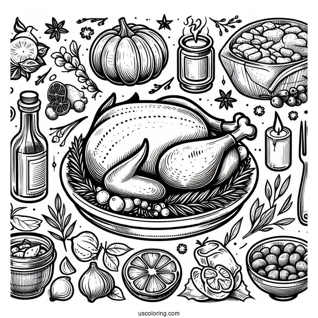 Roast Turkey Coloring Sheet