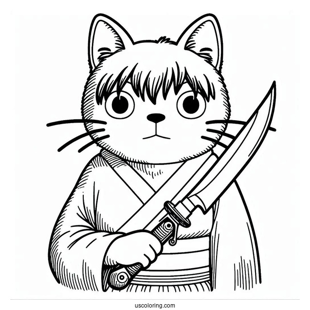 Studio Ghibli Coloring Page of San Holding Knife With Moro