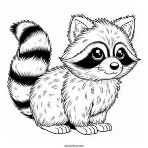 Furry Raccoon Coloring Page For Kids
