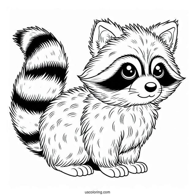 Furry Raccoon Coloring Page For Kids