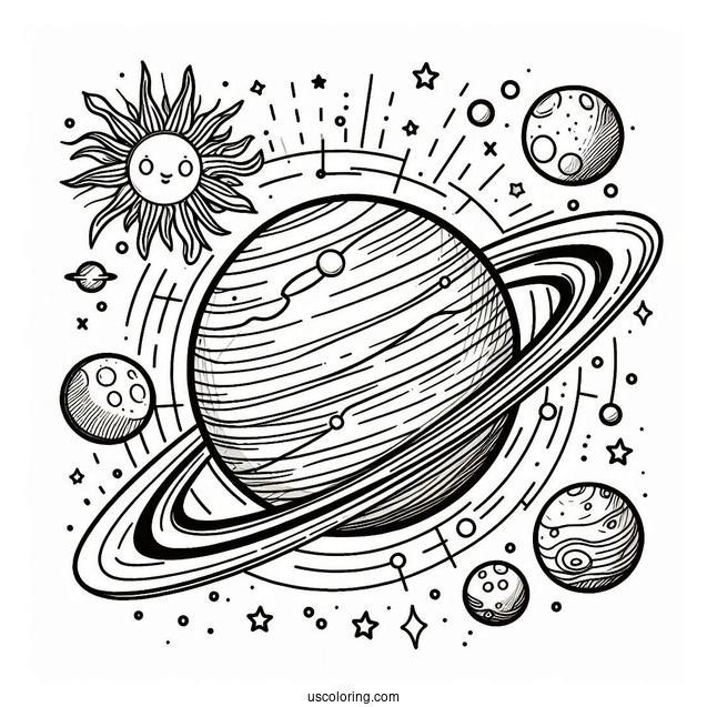 Cartoon Coloring Page Of The Solar System