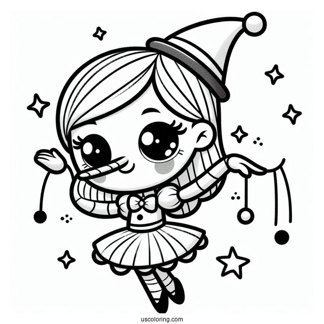 Cute Puppet Pinocchio Coloring Page Dancing For Kids