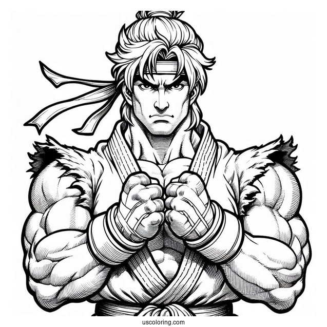 Street Fighter Coloring Page Of Ken Masters For Kids