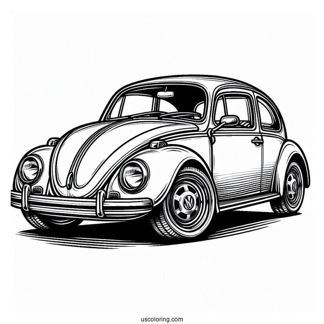 Detailed Volkswagen Beetle Coloring Sheet