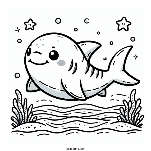 Baby Shark Coloring Page With William For Preschoolers