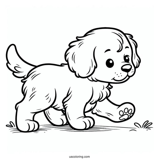 Simple Coloring Page Of Puppy Walking