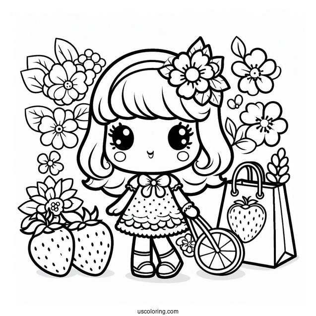 Strawberry Shortcake Coloring Page of Orange Blossom Shopping