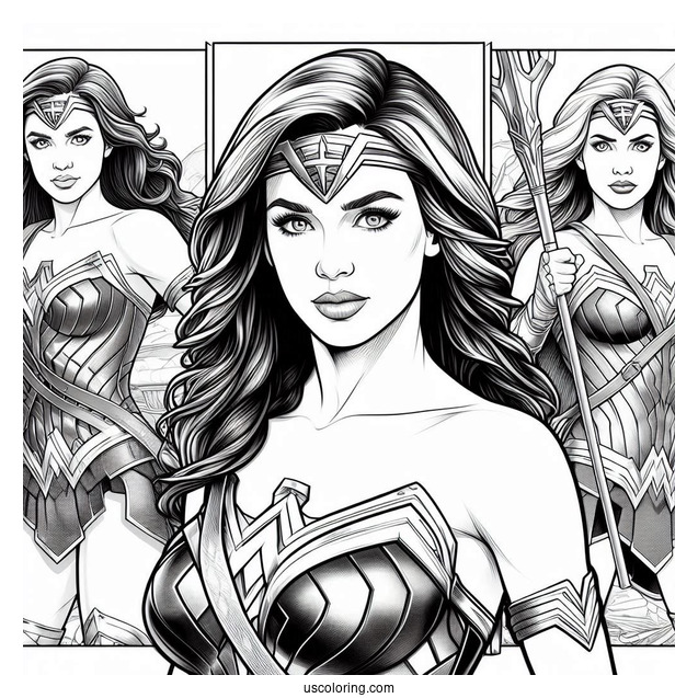 Realistic Justice League Coloring Page Wonder Woman
