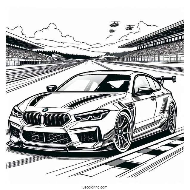 BMW Coloring Page M6 GT3 On Race Track