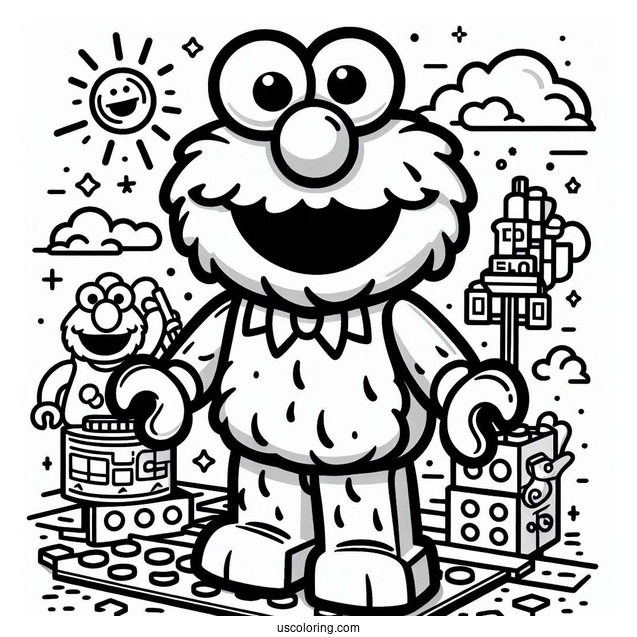Lego Themed Elmo Coloring Page