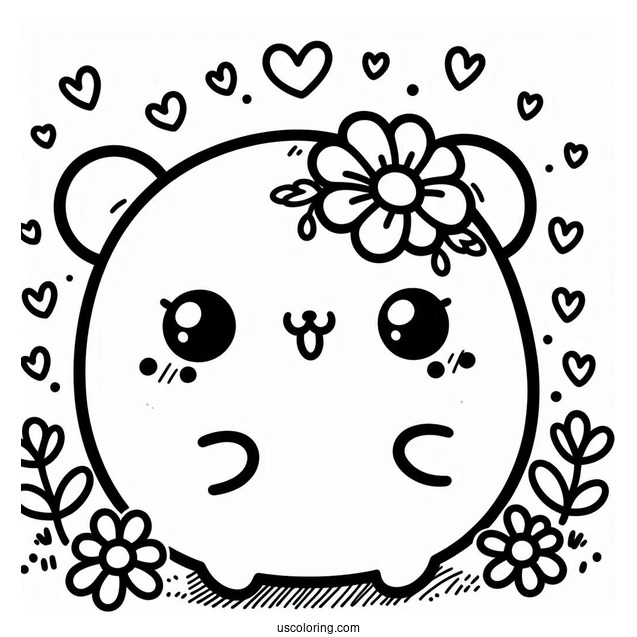 Sumikko Gurashi Coloring Page Of Kawaii Tonkatsu With Hearts And Flowers