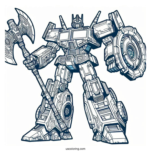 Jetpower Optimus Prime Coloring Page With Giant Axe