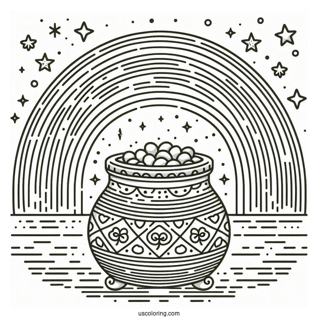 Simple Pot Of Gold At End Of The Rainbow For Kids