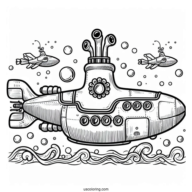 The Beetles Yellow Submarine Coloring Page