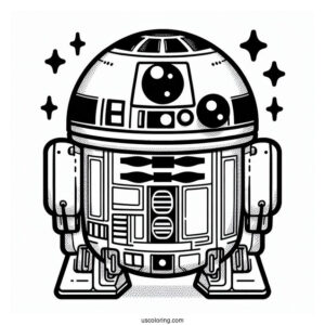 Kawaii R2 D2 Coloring Page For Kids