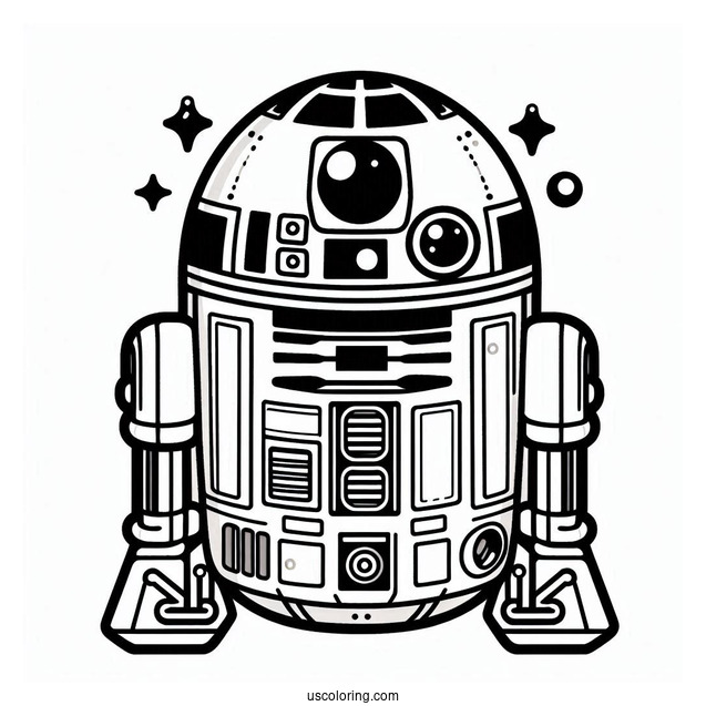 Kawaii R2 D2 Coloring Page For Kids