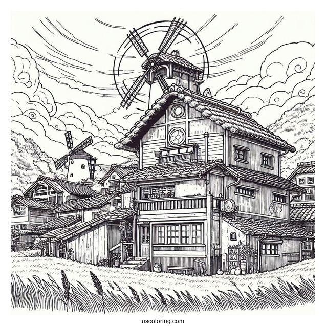 Studio Ghibli Coloring Page of The Wind Rises Nahoko Satomi Painting