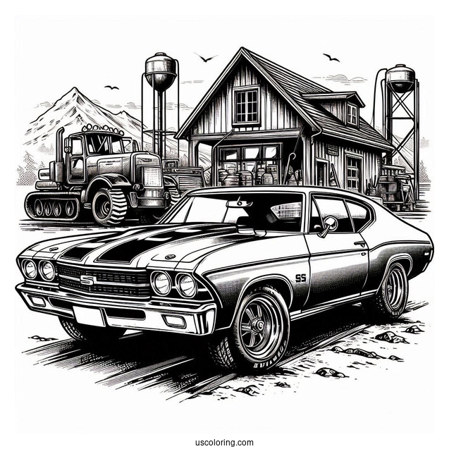 Vintage Chevrolet Chevelle SS Coloring Page