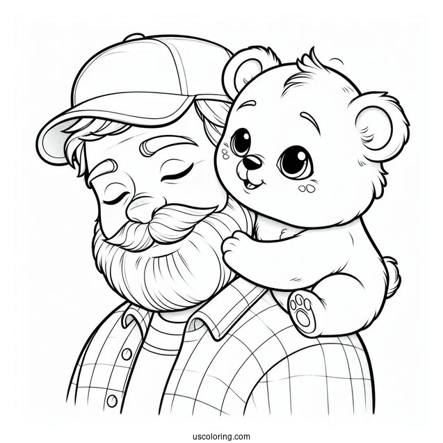 Baby Bear On Papa Bear's Shoulder On Father s Day Coloring Page For Kids