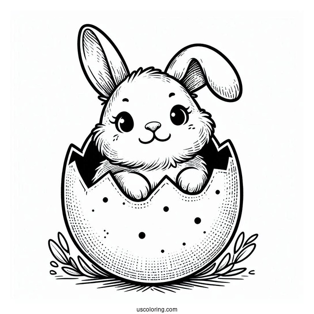 Furry Bunny Hatching From Easter Egg