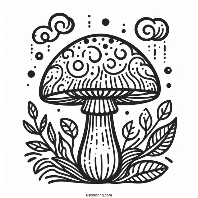 Fantastical Mushroom Coloring Page