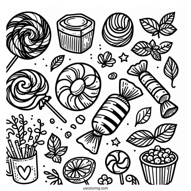 Simple Mint Candy To Color