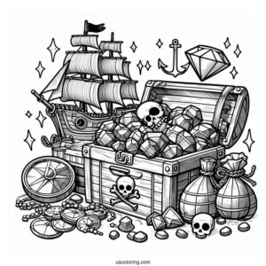 Pirates Gold and Gem Bounty To Color