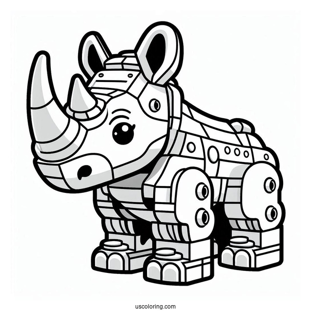 Lego Rhinoceros Coloring Page For Kids