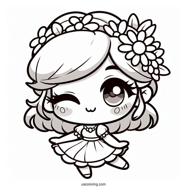 Chibi Princess Daisy Coloring Page Winking For Preschoolers