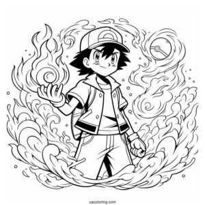 Coloring Page Of Ash From Pokemon