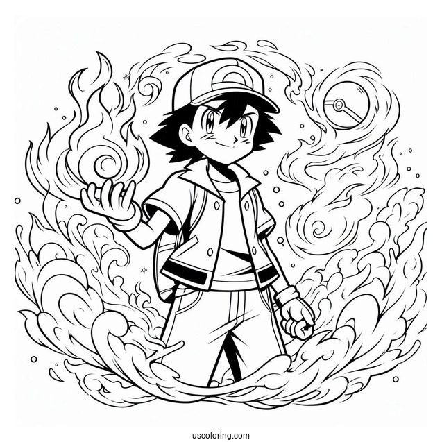 Coloring Page Of Ash From Pokemon
