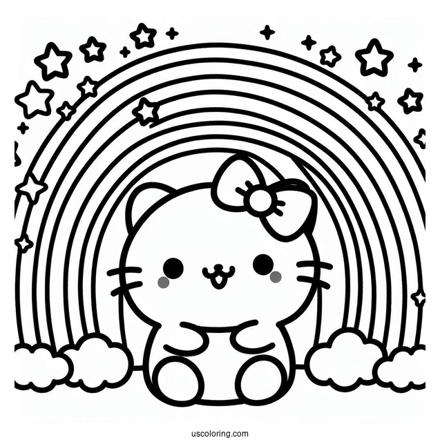 Cute Toy Pompompurin Hugging Rainbow