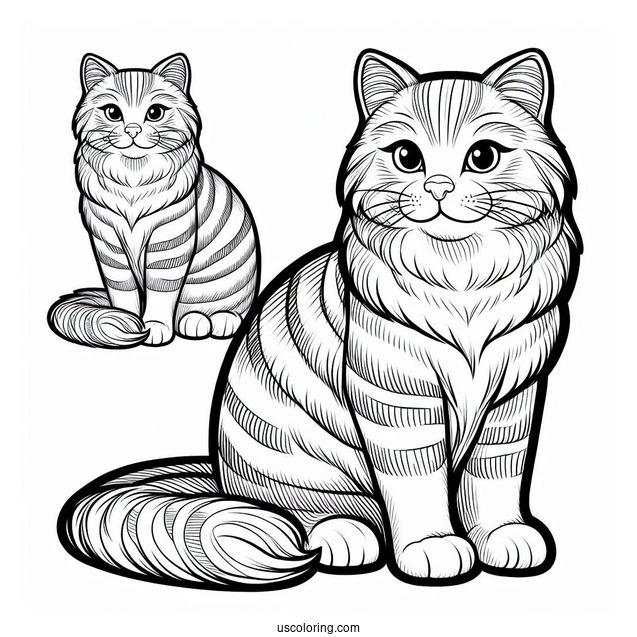 Pretty Striped Cat Sitting Coloring Sheet