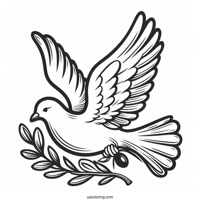 Peace Coloring Page Of Dove Carrying An Olive Branch