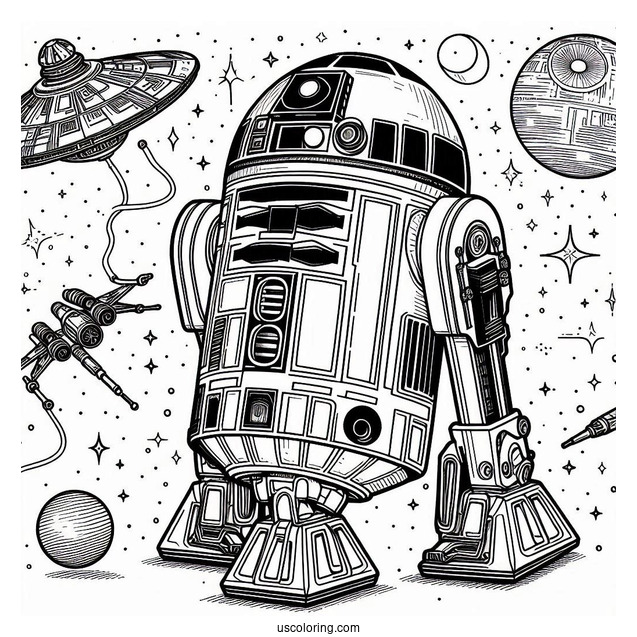 R2D2 Star Wars Robot Coloring Page