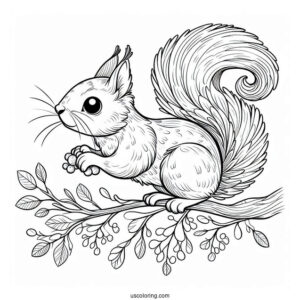 Simple Squirrel Coloring Page Gliding In the Air