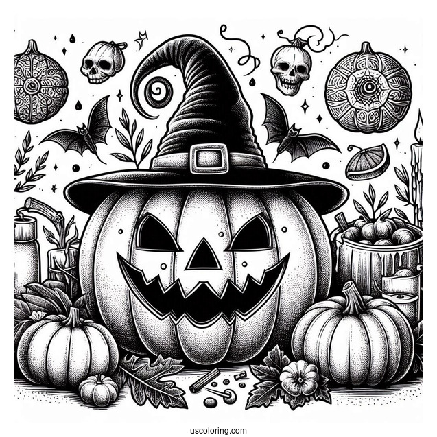 Simple Jack O Lantern Pumpkin Coloring Page Template To Color