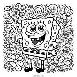 SpongeBob With Pointing Fingers To Color