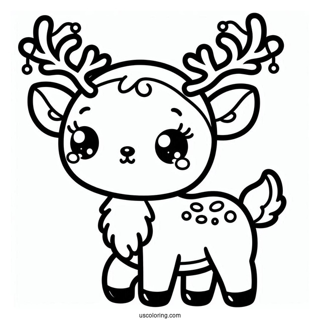 Adorable Kawaii Themed Reindeer To Color