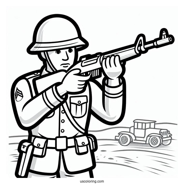 Classic Toy Soldier Coloring Page Aiming Gun