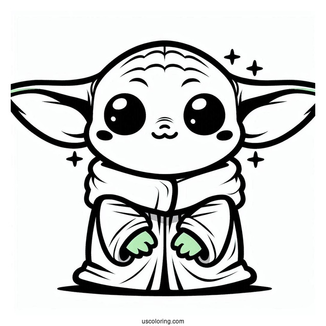 Kawaii Baby Yoda To Color